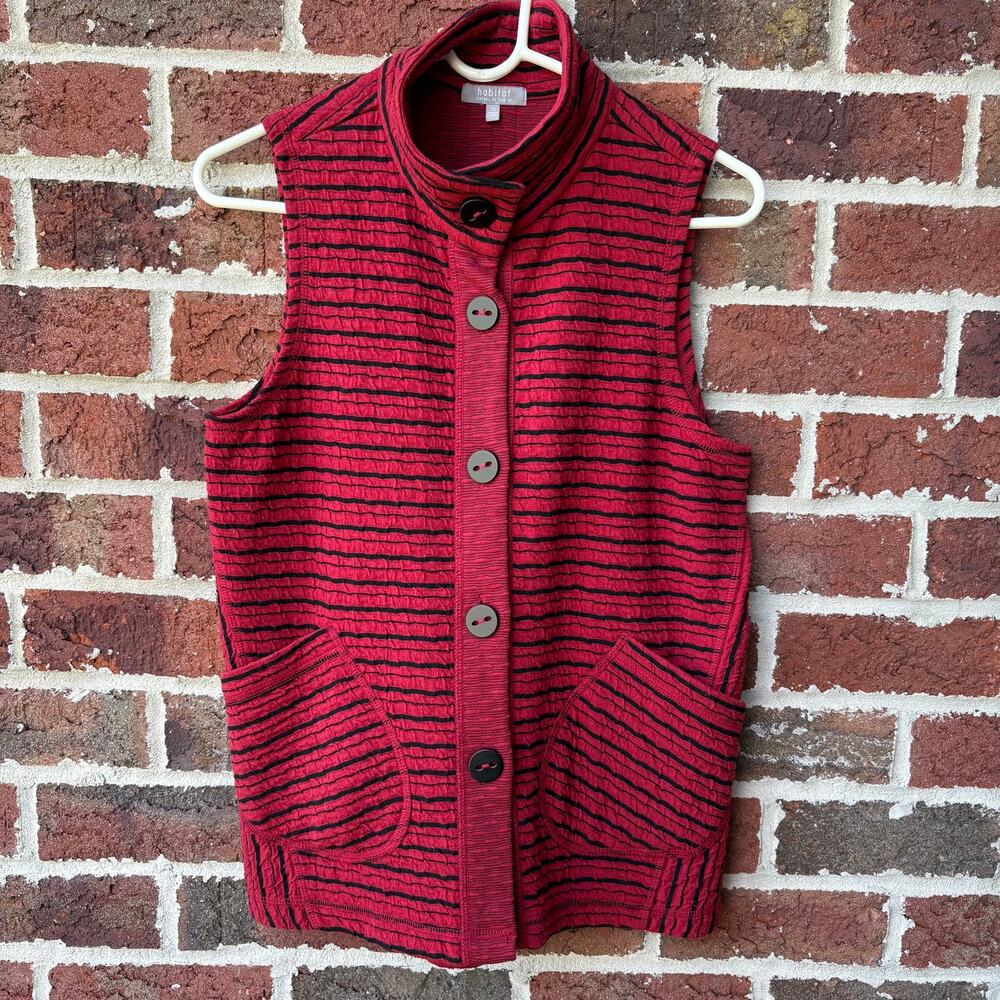 Habitat Red Black Textured Stripe Vest XS